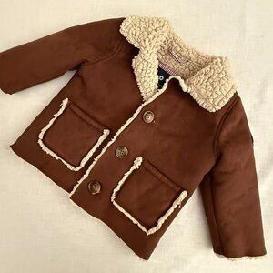 Ben Sherman Toddler Faux Fur Lined Brown Jacket 12M Faux Suede